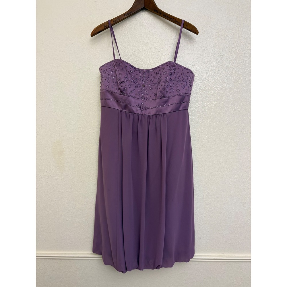 David's Bridal Lavender Beaded Chiffon Dress Size 10 Bridesmaid Party Midi